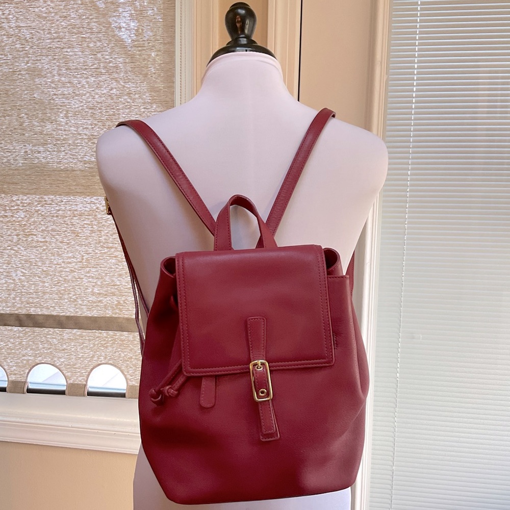 Coach small red leather backpack. Cute!